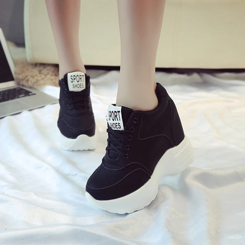 Women's Vulcanize Shoes PU Leather Sneakers For Woman Fashion High Heels Chunky Sneakers Female Platform Shoes women shoes casual sneakers women sneakers