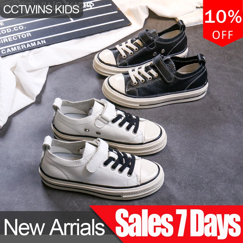 

CCTWINS Kids Shoes 2019 Autumn Girls Real Leather Sport Sneakers Boys Black Casual Shoes Children White Fashion Trainer FC2572