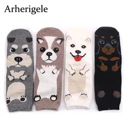 Arherigele женские короткие носки Kawaii Мультяшные собаки милые носки для женщин хлопковые трубки 3D женские носки забавные носочки Meias 1 пара = 2 шт