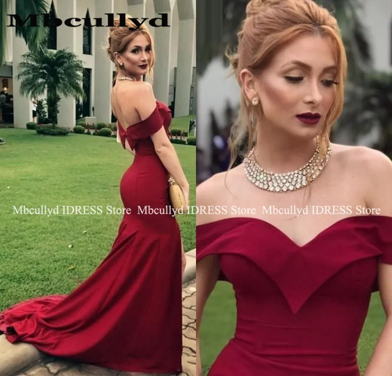 Mermaid Bridesmaid Dresses 2019 Dark Red Sweethert Bckless Floor