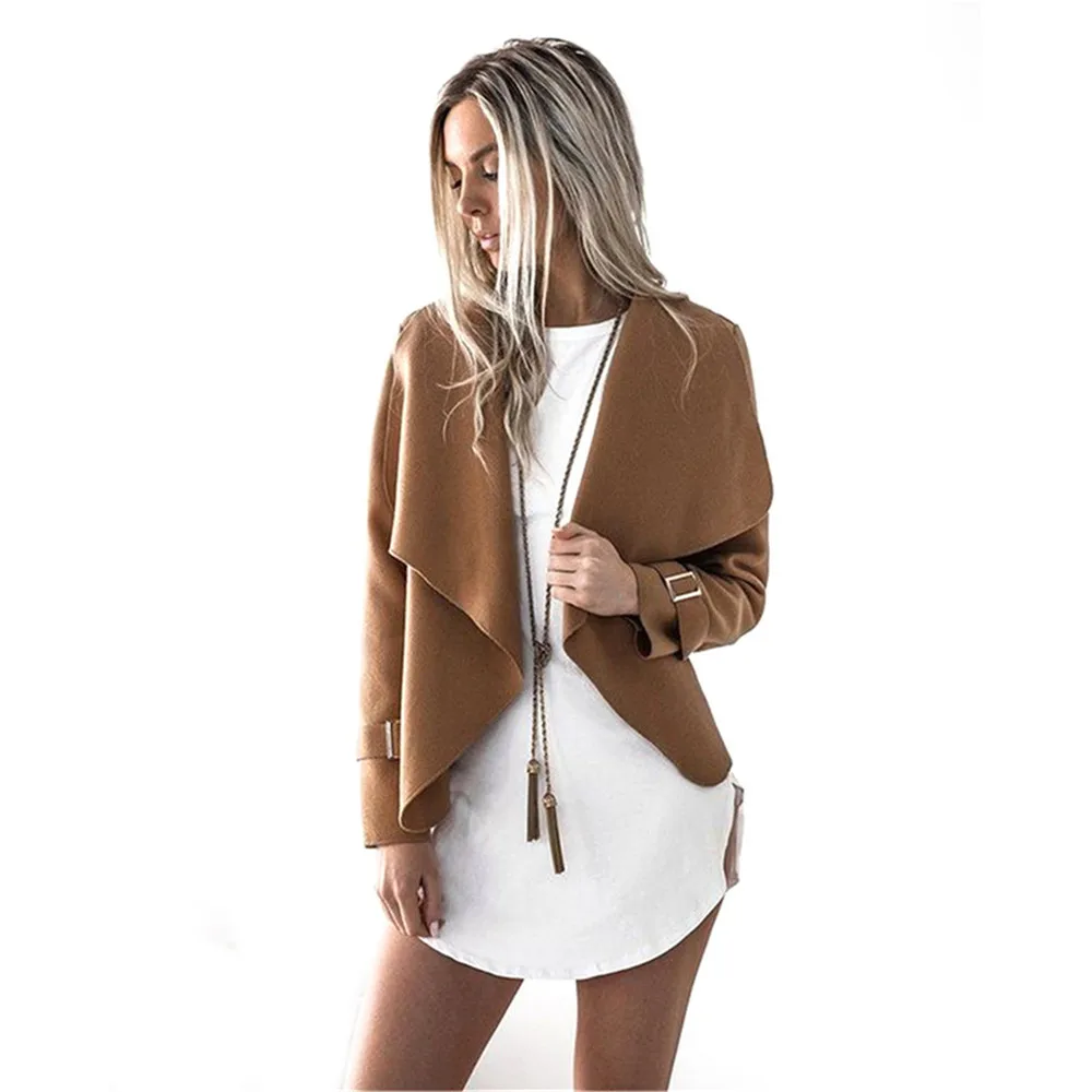 2019 New Women Coats Jackets Winter Autumn Turn-down Collar Casual Jackets Basic Cropped Female Open Stitch Outwear Dropshipping