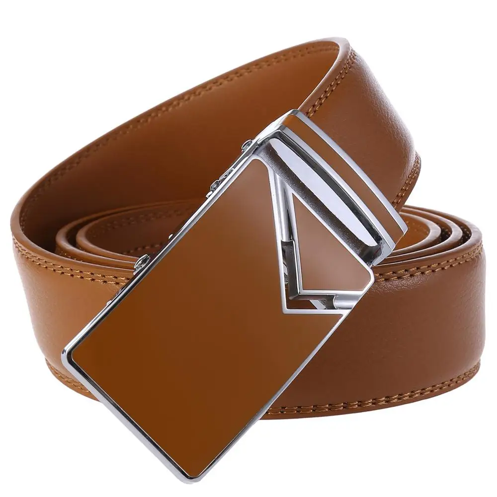 

New Genuine Leather Belts for Men Real Cow Leather Blue Men Automatic Buckle Belt Luxury Brand Designer Jeans Belt for Man 2019