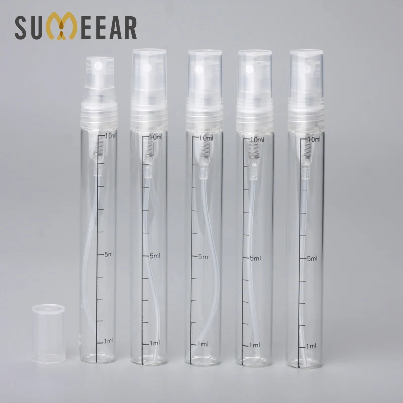 

10Pcs/Lot 10ml Scale Transparet Travel Spray Bottle Portable Glass Perfume Bottle Atomizer Container Women Perfume Pump for Gift