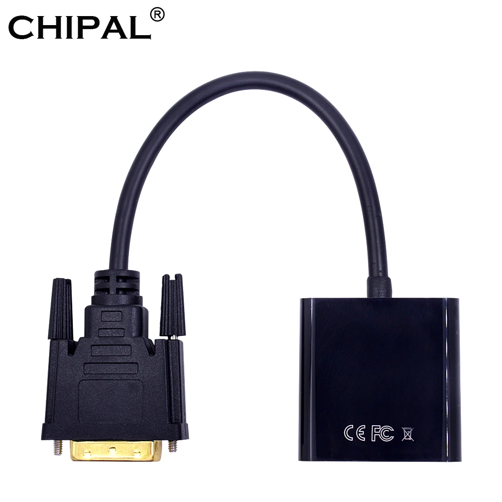 

CHIPAL 1080P DVI to VGA Adapter Cable 25 Pin DVI Male to 15 Pin VGA Female DVI-D to VGA Cable Video Converter for PC Display