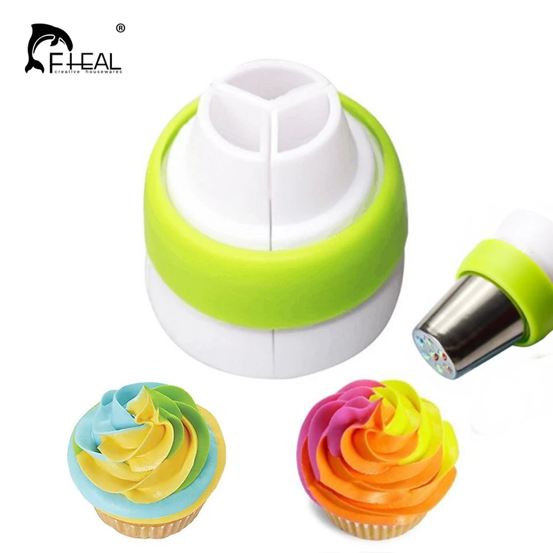 

FHEAL 1pc Icing Piping Nozzles Tips Cream Pastry Bag Tricolor Converter Cake Decorating Tools Pastry Tools Baking accessories