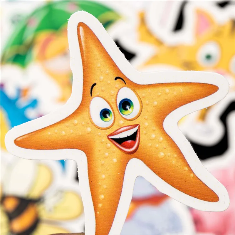 50PCS Animal Cartoon Stickers Starfish Kid Stickers For Girls Travel Case Bicycle Laptop Notebook Anime Stickers Set