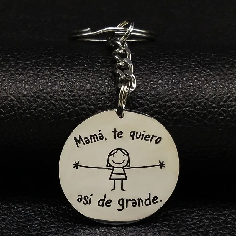 2018 nueva moda mamá te Quiero clave de acero inoxidable anillo de mujer de plata de Color bolsa de joyería de encanto de llaveros K77387B