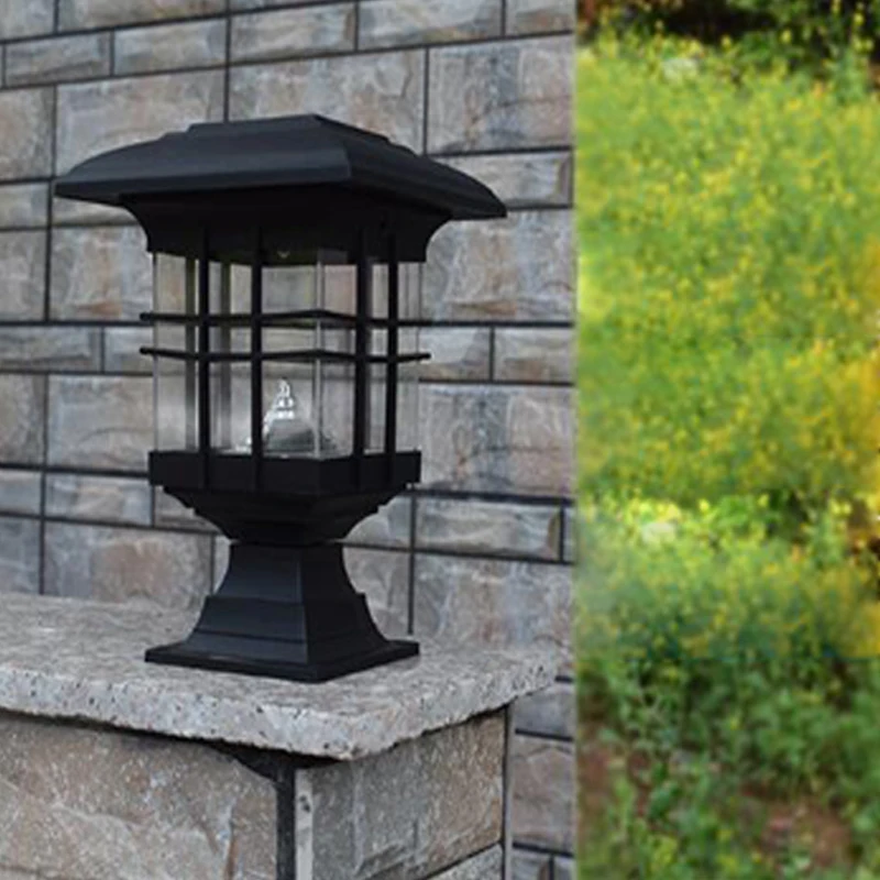 Outdoor LED solar light Column headlight wall lamp solar garden Lawn Insert Ground light waterproof Courtyard stigma Pillar lamp (7)