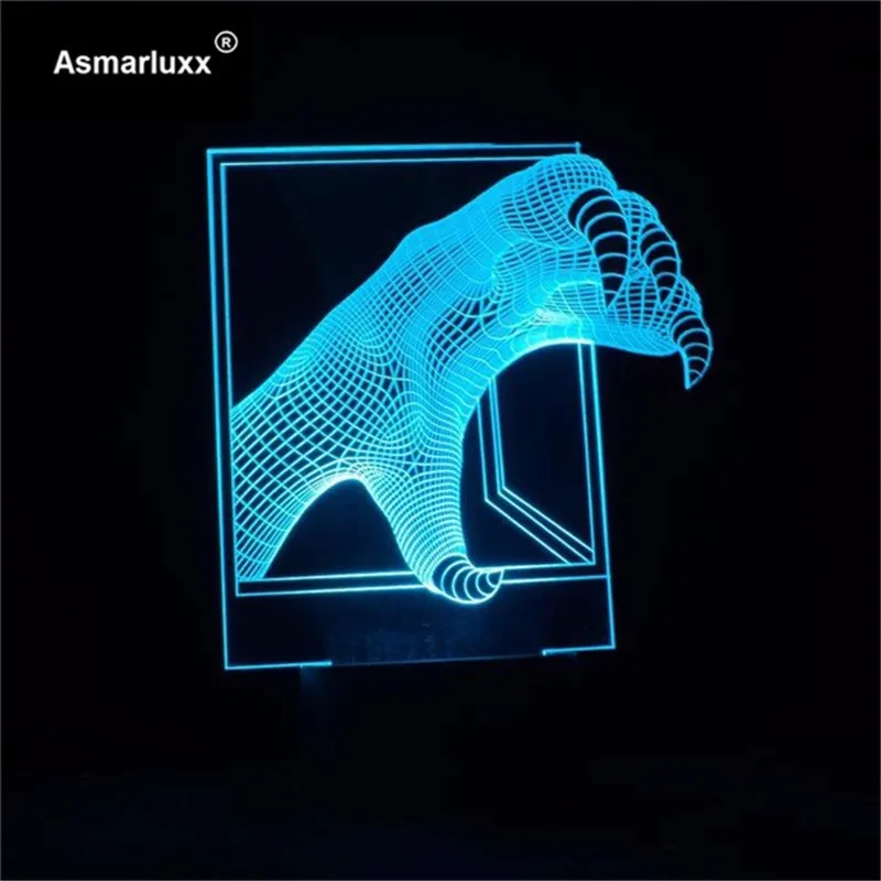 

3D Dinosaur Claw LED Mood Lamp Free Drop Ship Multi-colored Lighting Dragon Paw Night Lamp with USB Cable Night Lamp Deco Gift