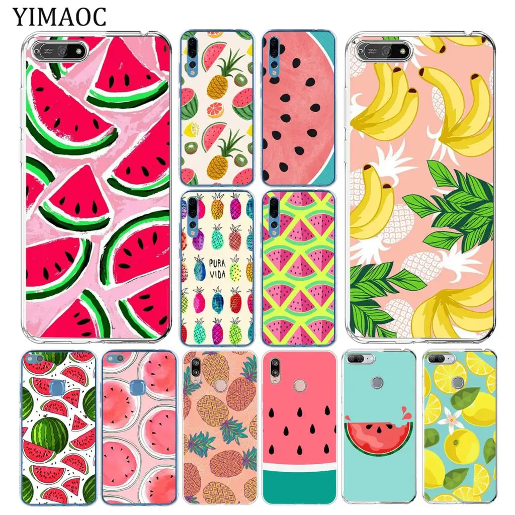 

YIMAOC banana watermelon fruit summer Soft Case for Huawei Y7 Y6 Y9 Prime 2018 Honor 20 10 8 8C 8X 9X 9 Lite 7X 7C 7A Pro