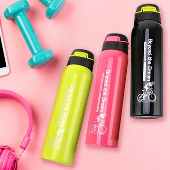 

500ml Bpa Free Insulated Thermos Straw Water Bottle Portable Rope Vacuum FLask 304 Stainless steel Thermals Tea Cup Pop-Up Lid
