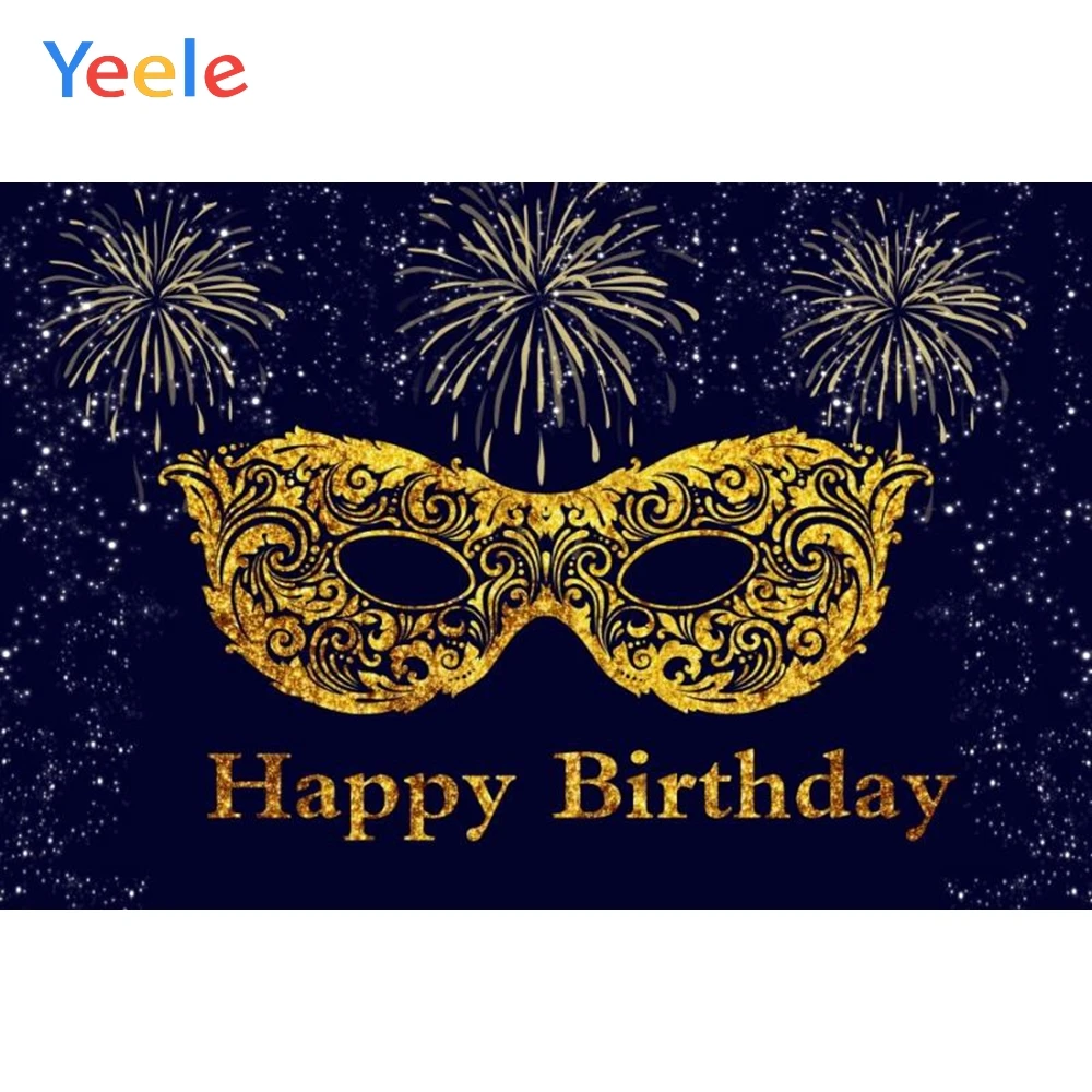 

Yeele Golden Mask Firework Birthday Party Portrait Photography Backgrounds Customized Photographic Backdrops For Photo Studio