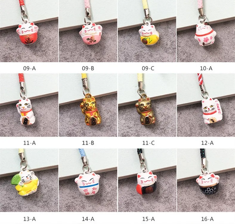 

small wholesale 10pcs Mini Lucky Cat design Chain Mobile Phone Charm Strap bell Cell Phone Pendant Fashion Bag accessories #704