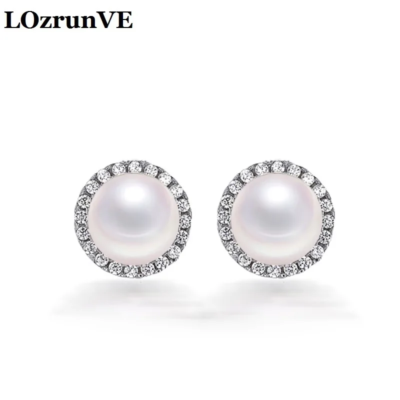 Lozrunve 2018 S925 корейские женские темперамент пресноводный жемчуг Серьги с микро круг