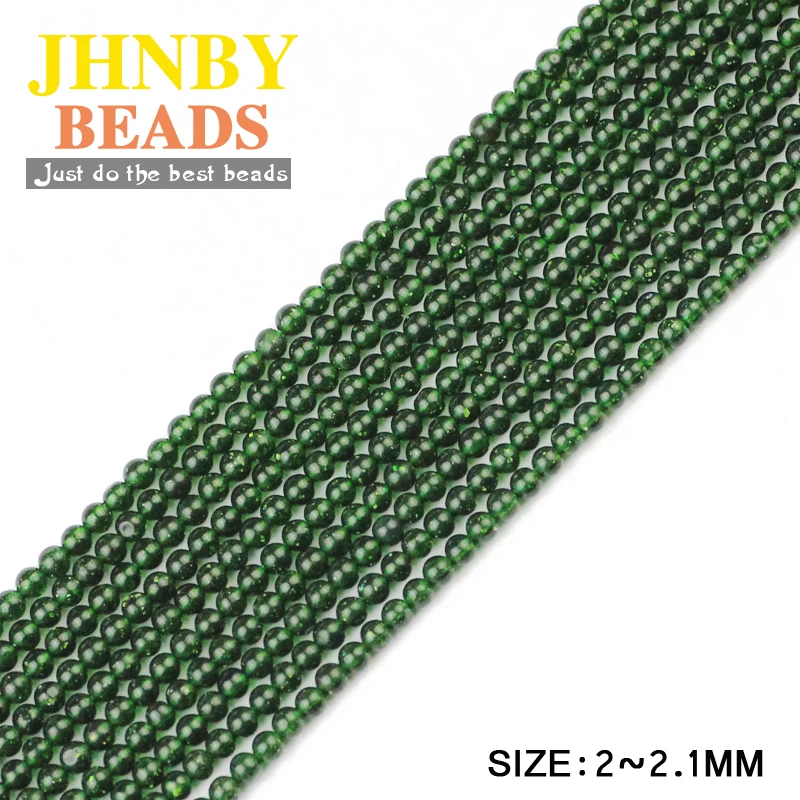 JHNBY AAA Small Green Sand Stone High quality 2mm Round