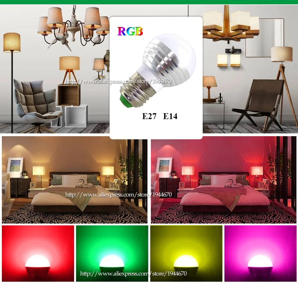 Rgb светодиодные лампы E27 E14 AC85-265V 3 Вт led rgb пятно Blubs свет волшебного праздника RGB Освещение+ ИК- дистанционное управление 16 Цвета