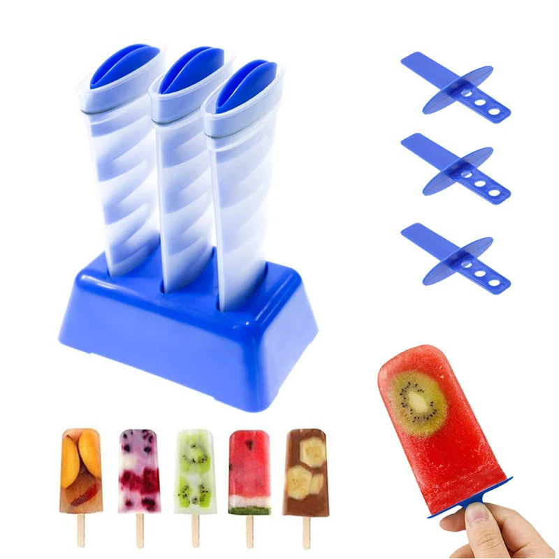

3 In 1/set Mighty Freeze Creative Ice Maker Tool Spiral DIY Mold Portable Silicone Ice Cream Tubes