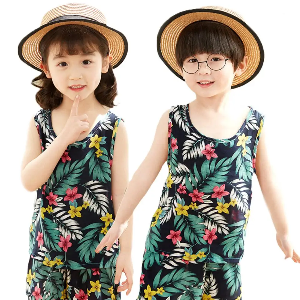 

Unisex Children Cool Comfortable Flower Pattern Vest Suit