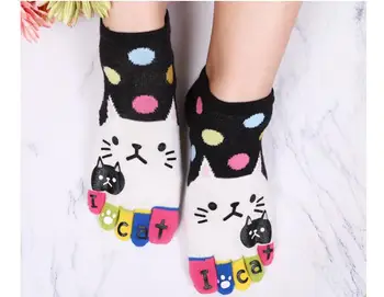 

Women Cute Cats Socks Five Finger Socks Breathable Cute Lovely Socks