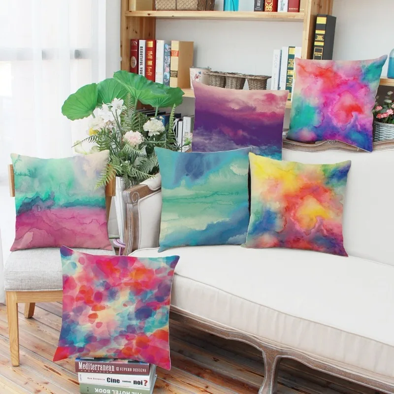 

New Tree of life Cushion Cover 45x45cm Cotton Linen Colorful Print Home Decorative Geometric Pillow Cover for Sofa Car Bedroom