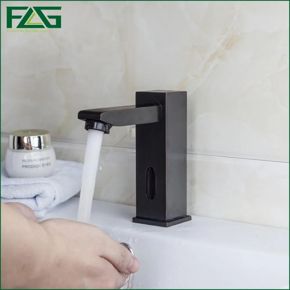 FLG Black Square Sensor Faucet Automatic Inflrared Sensor Hand Touch
