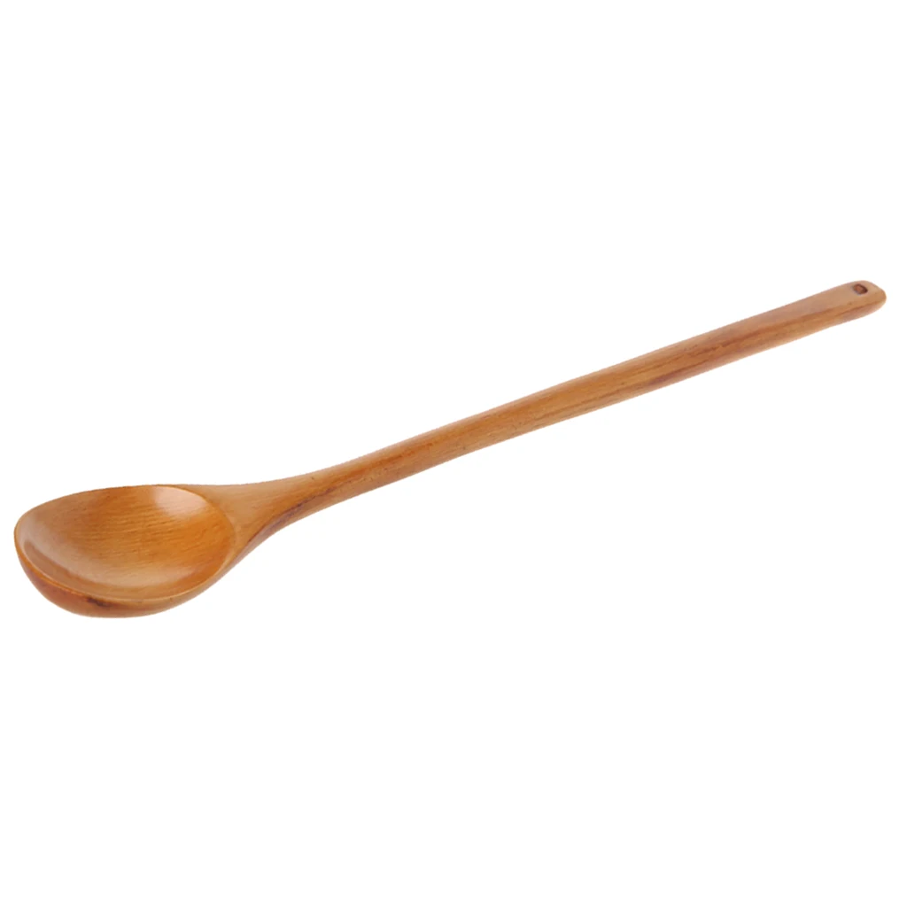 Vintage Wooden Wood Spoon Coffee Tea Cooking Dining Utensil Retro Long Handle