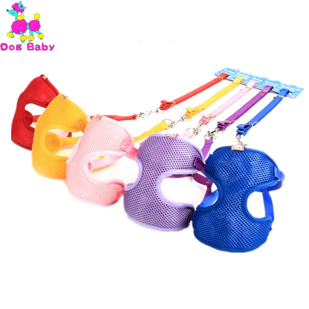 

Dog Vest Collars Pet Chain Traction Rope Harness Mesh Harness Plain Pattern Yellow Red Blue Pink Purple Color Pet Harness