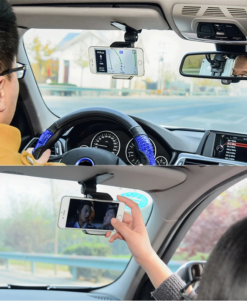 SRXTZM Универсальный Автомобильный солнцезащитный козырек держатель подставка для мобильного телефона Автомобильный кронштейн зажим gps PDA MP4 камера вращение на 360 градусов 1 шт