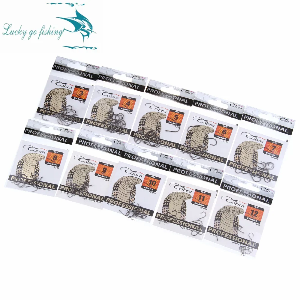 

FISH KING 100pcs/lot Size3-Size12 Professional Enaga High Carbon Steel Carp Fishing Jig Hooks Tackle Pesca Anzol Fish Hooks