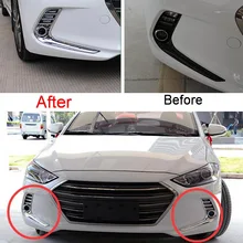 Tonlinker 2 PCS Car Styling ABS Chrome Mirror front fog light Decorative Light Box Cover Case Stickers for Hyundai ELANTRY 2017