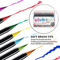 20 краски акварелью цвет мягкий наконечник кисточки Творческий каллиграфия ручка погружения в воде набор маркеров + 1 waterbrush