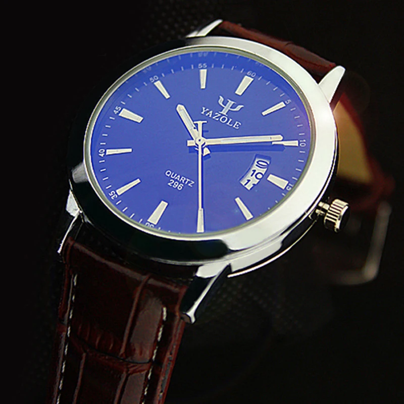 YAZOLE Fashion Auto Date Watches Luxury Blue Glass Watch Men Watch Luminous Men's Watch Clock saat relogio masculino reloj