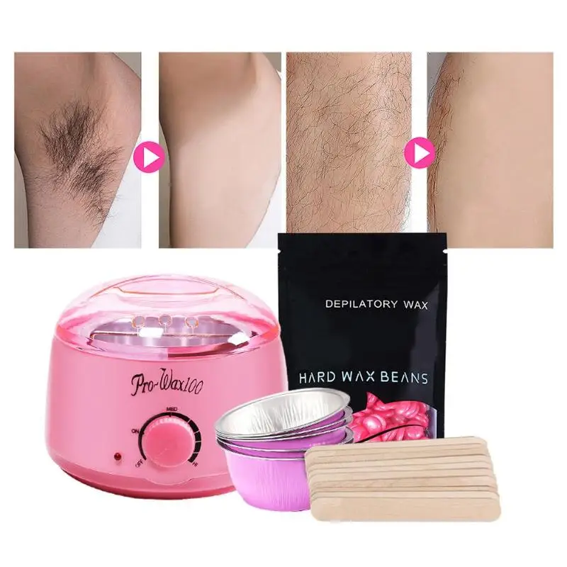 

Professional Warmer Wax Heater Mini SPA Hand Epilator 100g Wax Beans 10pcs Wax Sticks 5pcs Aluminum Foil Bowl Hair Removal Tools