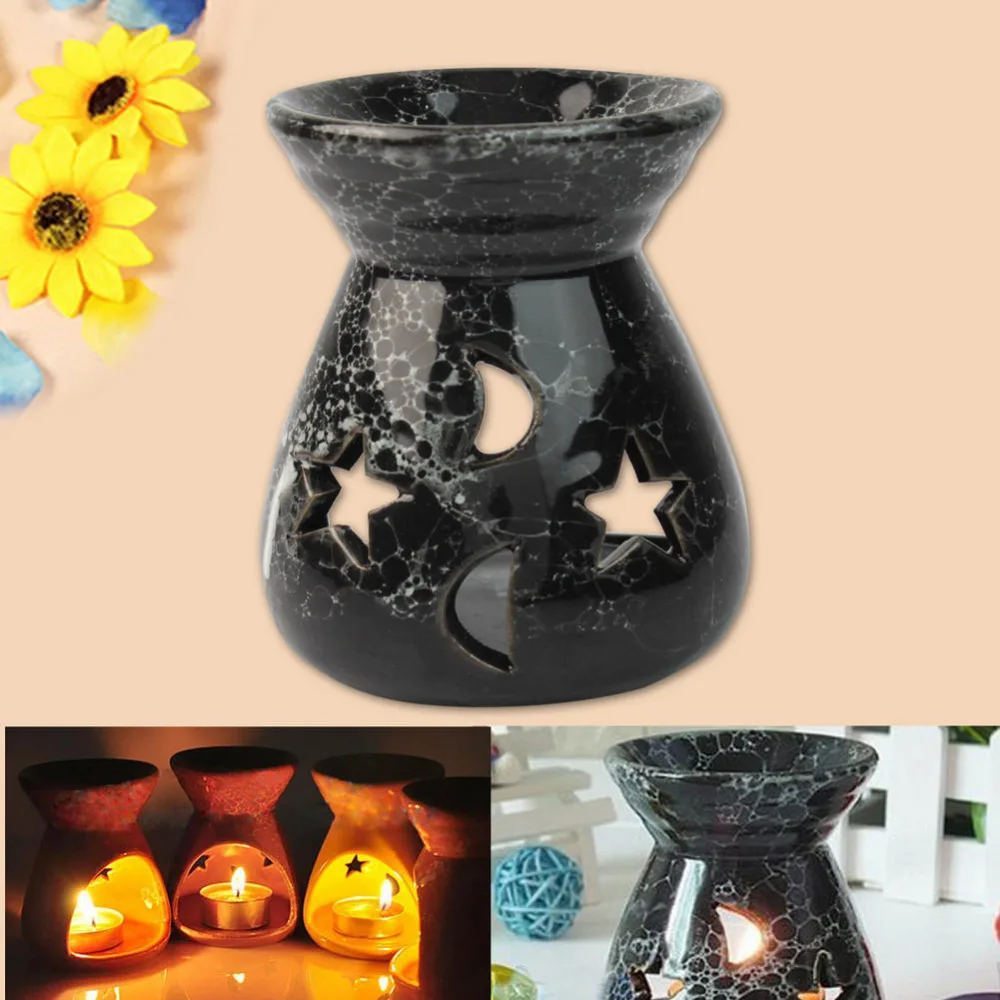 

Fashion Black Ceramic Scent Essential Oil Burner Lavender Fragrance Aromatherapy Diffuser Gift
