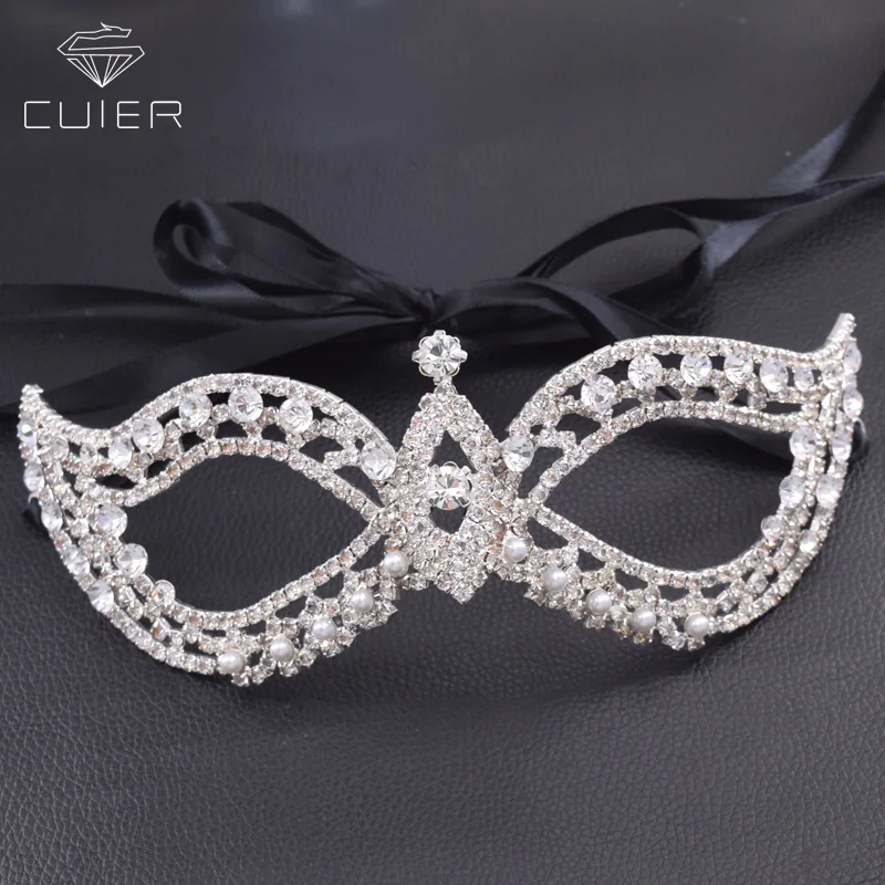 Half face pearl Masquerade women mask for festival party jewelry