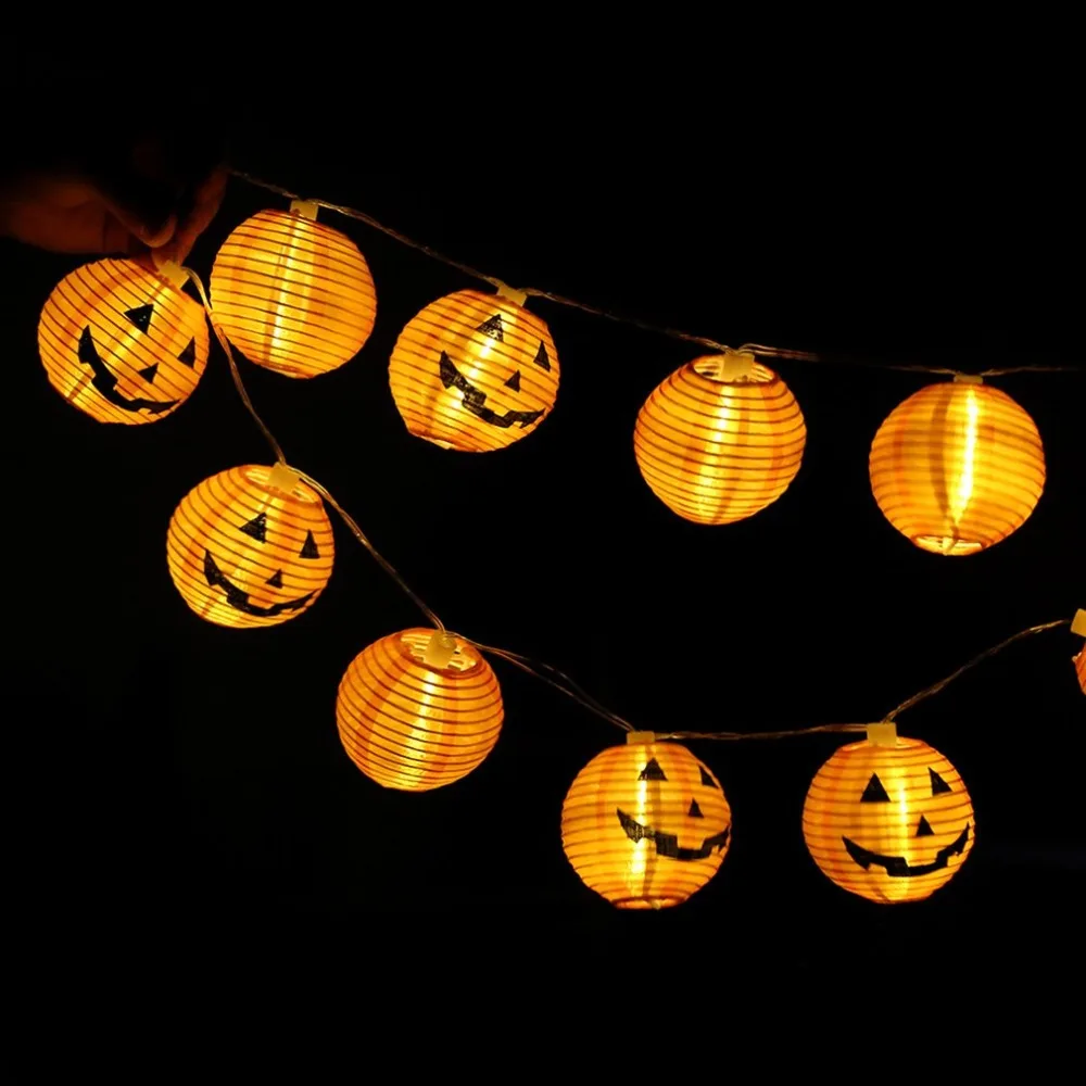 6 Led Lights Halloween Pumpkin Lanterns Grimace Atmosphere Battery Box Decorative Light String | Лампы и освещение