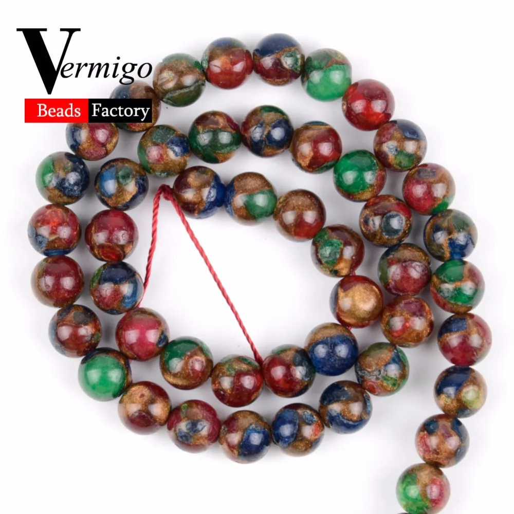 

Natural Round Multicolor Cloisonne Stone Beads For Jewelry Making Beadwork Spacer Loose Beads 6 8 10mm Diy Bracelet Accessories