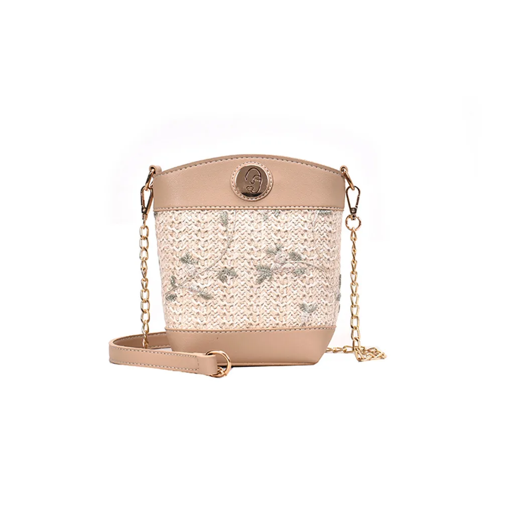 

Maison Fabre Women Beach Lace Embroid Straw Bucket Bag Burlap Square Handbags Ladies Flower Chains Linen Messenger Bags feminina