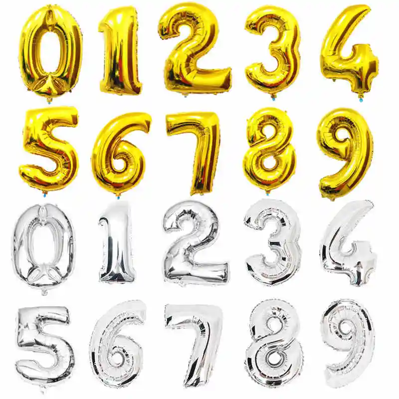

40 inches Gold Silver Number Foil Balloons Digit Helium Ballons Birthday Decorations Wedding Air Baloons Event Party Supplies