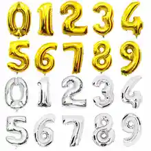 40 inches Gold Silver Number Foil Balloons Digit Helium Ballons Birthday Decorations Wedding Air Baloons Event