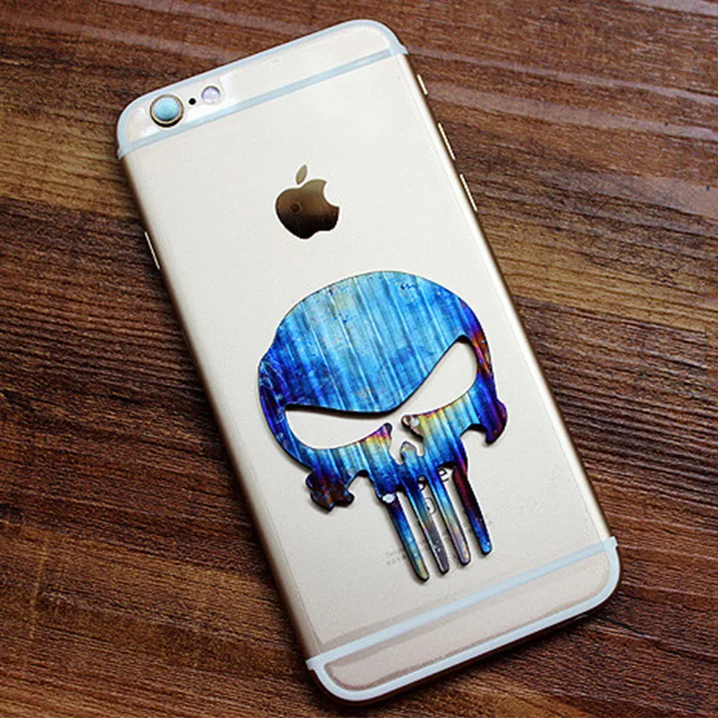 Liga de Titânio Adesivos de Metal Adesivos de Carro Forma Punisher Enferrujado Corroído Edc Telefone Adesivos Decorativos Acessórios 1pc Não 5 De Metal Enferrujado Não Corroído EDC Telefone
