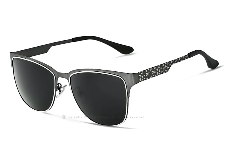 Мужские зеркальные солнцезащитные очки VEITHDIA, брендовые дизайнерские очки из нержавеющей стали с синими поляризационными стеклами, для мужчин и женщин, модель 3580 - Цвет линз: Серый
