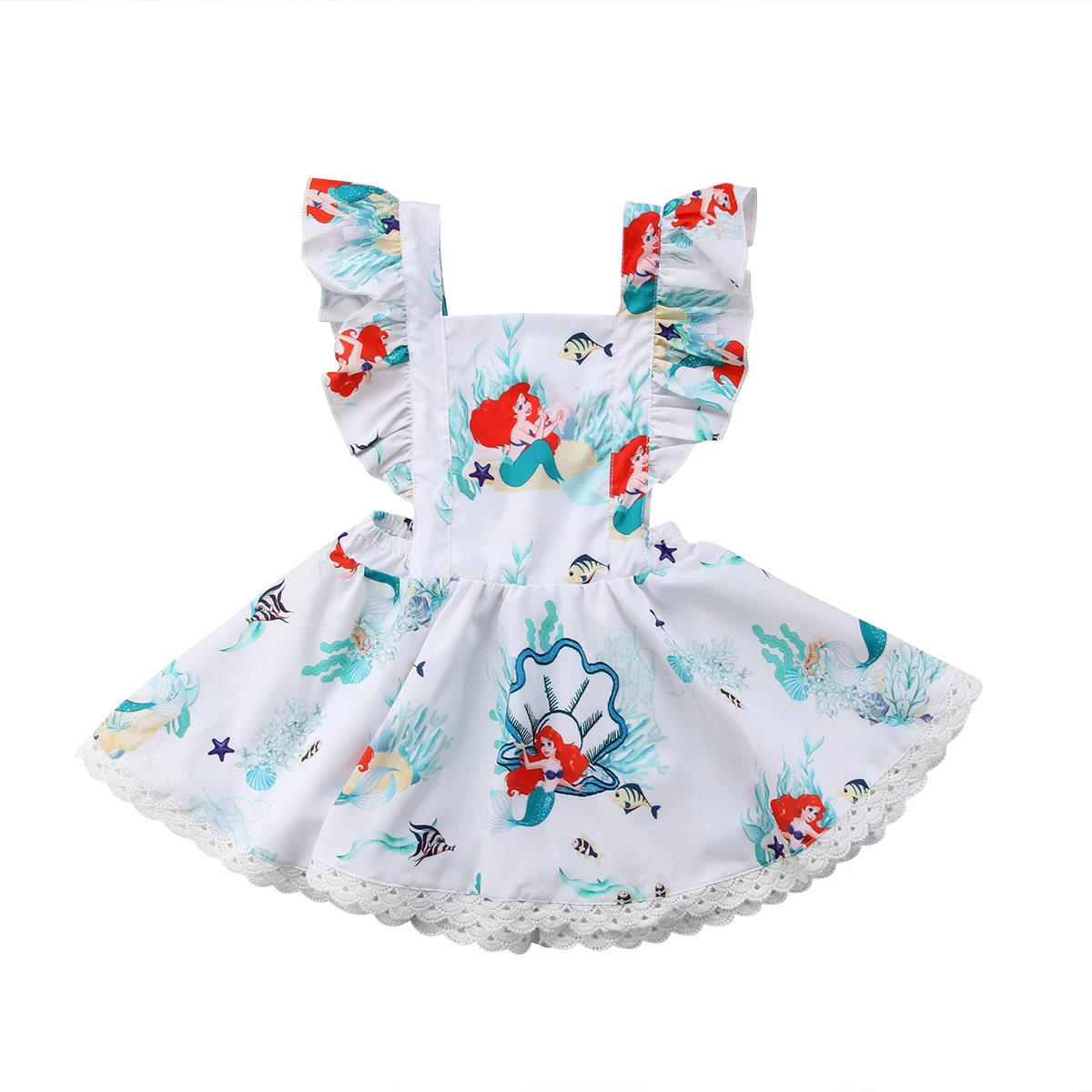 Красивое детское платье для девочек; летний сарафан с оборками и рисунком для малышей