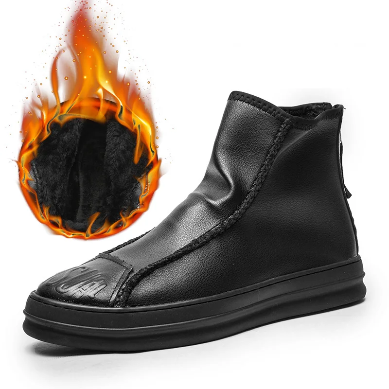 Desai/Новинка; сезон осень-зима; бархатные теплые хлопковые ботинки; мужские модные ботинки в деловом стиле; удобные повседневные короткие ботинки; Цвет Черный для мужчин
