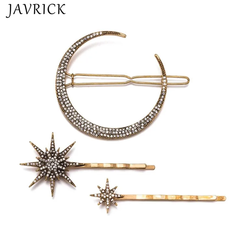

Retro Geometric Hair Clip Set Imitation Moon Star Modeling Hairpin Word Clip For Women Girls Jewelry Ornament