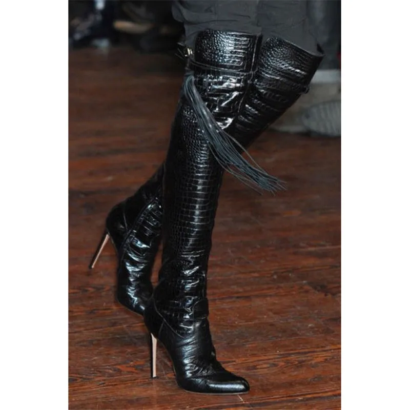 thigh high crocs boots
