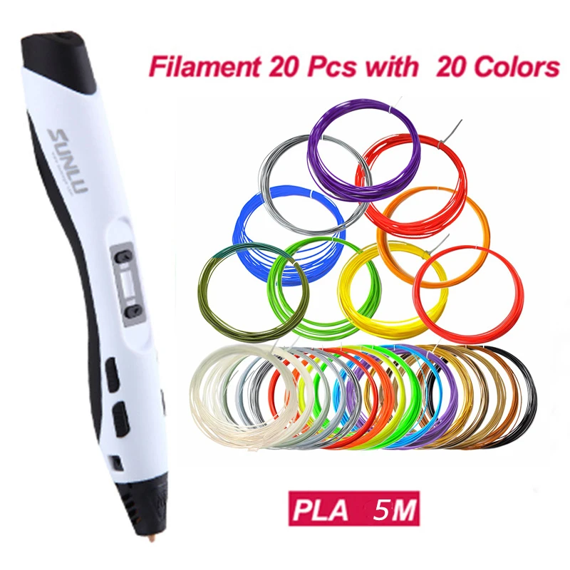 Cena 3D długopis drukuj SL 300A inteligentny 100M 20 sztuk PLA niska temperatura 3D długopisy filamenty DIY malowanie zabawek rysunek prezent