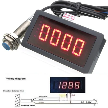 

Digital LED Punch Tachometer RPM Speed Panel Meter 4 digit 9999RPM Tacho Gauge + Hall Proximity Sensor + magnet 12v 24v car