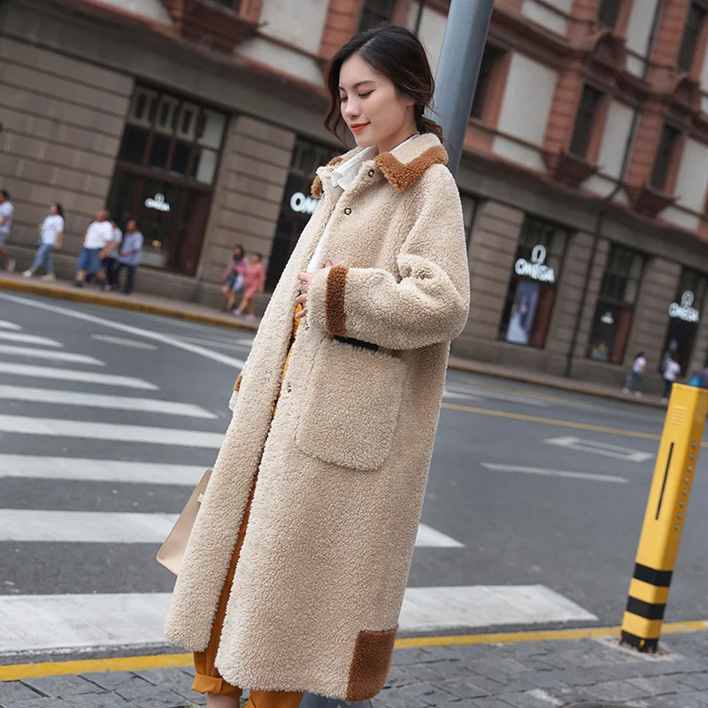 Manteau Femme Moutons Automne Coréenne Fourrure Hiver Laine Vintage En Peau De Vêtements Zt1353 Veste Beige 2018 Femmes blue Réel Mouton axYwtq7dEa