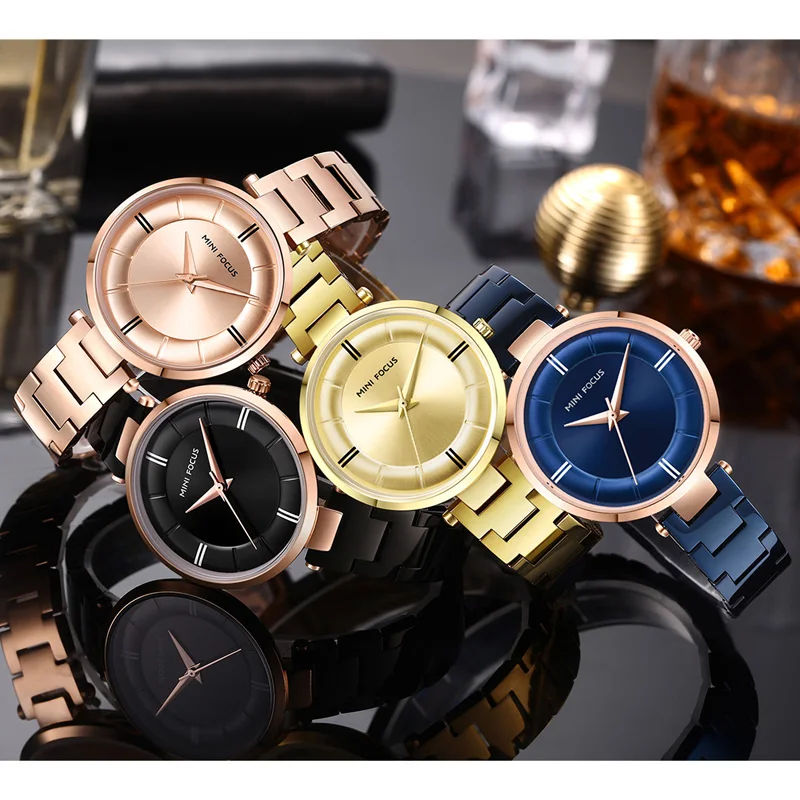 MINI FOCUS Women's Stainless Steel Dress Watches Simple Luxury Quartz Wristwatch for Lady Woman Relogios Femininos 0235Blue rose MINI FOCUS Women's Stainless Steel Dress Watches Simple Luxury Quartz Wristwatch for Lady Woman Relogios Femininos 0235Blue rose
